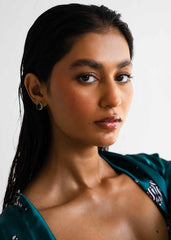 A woman wearing Luna silk gown – elegant women’s nightgown by LaRosa