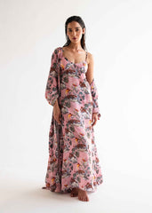 A model in Alisa silk gown – elegant summer nightgown by LaRosa