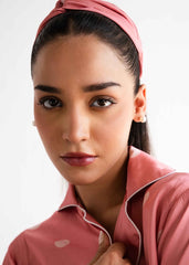 A model in Ariana Polka silk pajama set – trendy polka dot loungewear by LaRosa