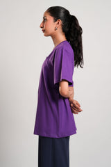 Basic Purple Tee – LaRosa Night Wears for Women – Cotton Summer Sets Collection | Larosawears | Shop Online – Side Look