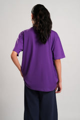 Basic Purple Tee – LaRosa Night Wears for Women – Cotton Summer Sets Collection | Larosawears | Shop Online – Back view Look