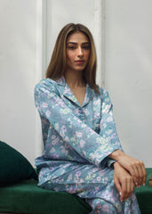 LaRosa Summer Slumber AVA powder blue cotton nightwear set for women with relaxed co-ord design.