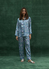 LaRosa Summer Slumber AVA powder blue cotton nightwear set for women with relaxed co-ord design.