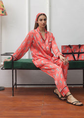 LaRosa Summer Slumber Rabel silk nightwear co-ord with collared shirt and minimal design.