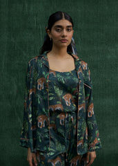 LaRosa Summer Slumber Juno printed silk nightwear set with chic geometric design.