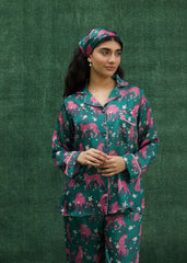 LaRosa Summer Slumber Green Pink two-tone pastel cotton loungewear set with contrast detailing.