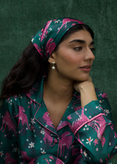 LaRosa Summer Slumber Green Pink two-tone pastel cotton loungewear set with contrast detailing.