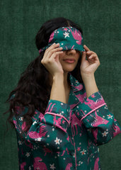 LaRosa Summer Slumber Green Pink two-tone pastel cotton loungewear set with contrast detailing.