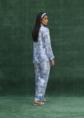 LaRosa Summer Slumber Skye blue SILK nightwear set with minimal pastel tone and airy fit.