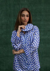 LaRosa Summer Slumber Zoe striped silk loungewear set with vertical stripe design.