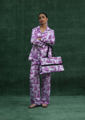 LaRosa Summer Slumber Lily floral silk nightwear set with delicate flower print.