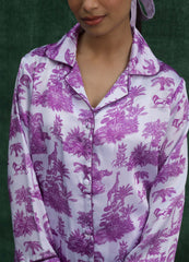 LaRosa Summer Slumber Lily floral silk nightwear set with delicate flower print.