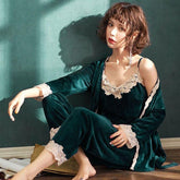 Arlo- Velvet 3 pc set with lace