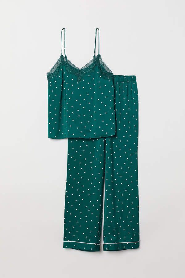 Moss-2 pc Silk Polka Cami Trouser