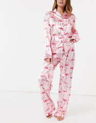 Flamingo- 2pc silk set