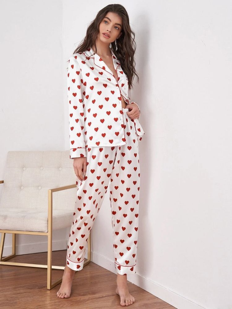 Red Heart- 2pc silk set