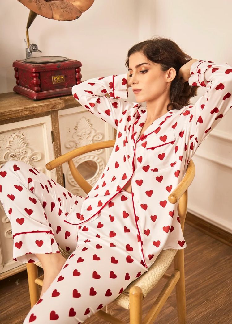 Red Heart- 2pc silk set