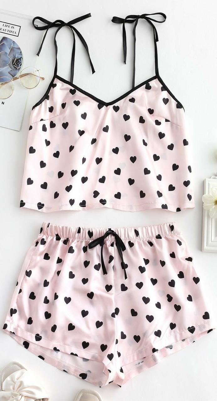 Little Hearts- 2pc silk set