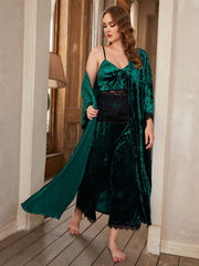 3PC- NET SHIRT PANTS AND GOWN