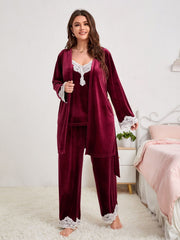 3pc- Laced gown cami pants