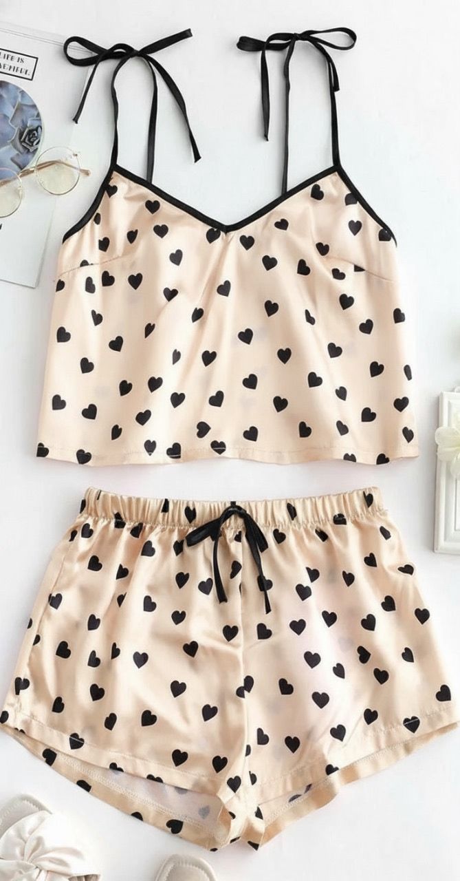 Little Hearts- 2pc silk set