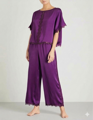 Isabella- 2pc silk set finished with lace