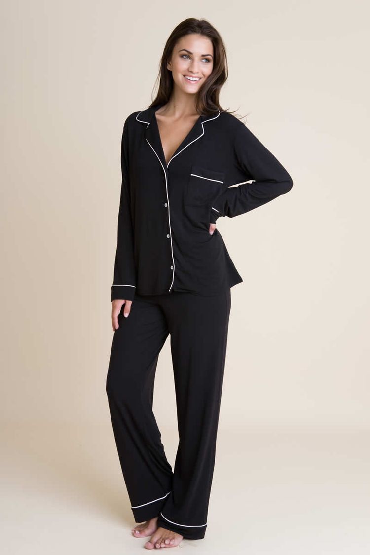 Emma- 2 pc Basic Black linen pj set