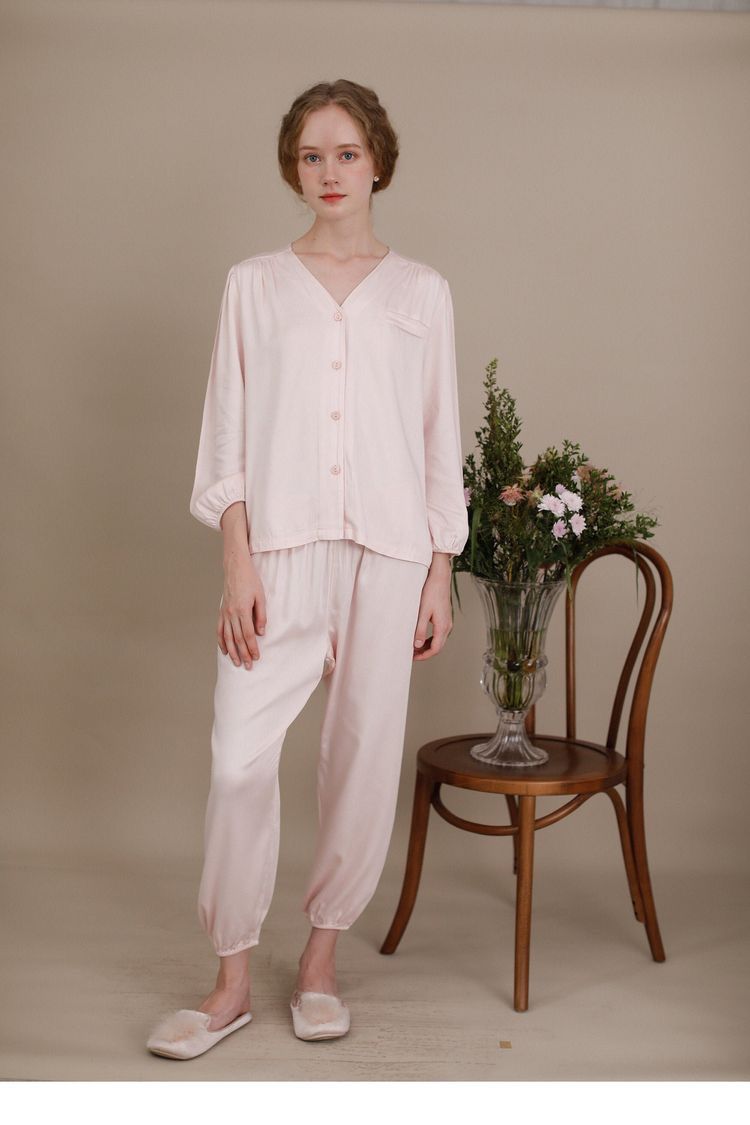 Basic Blush pink- silk two pc pj set