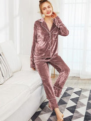 Nude Pink- velvet two piece pj set