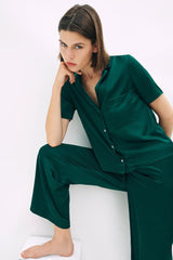 Pine- silk half sleeves pj set