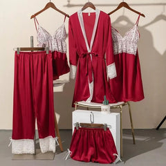 Clara- 5 pc set includes camisole, slip on, gown , trouser shorts