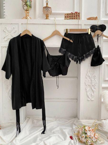 Blair 5 pc set includes gown camisole shorts eyemask and a pouch