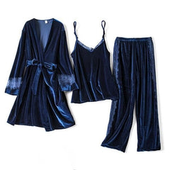 SOFIA- 3 pc velvet set finished with lace