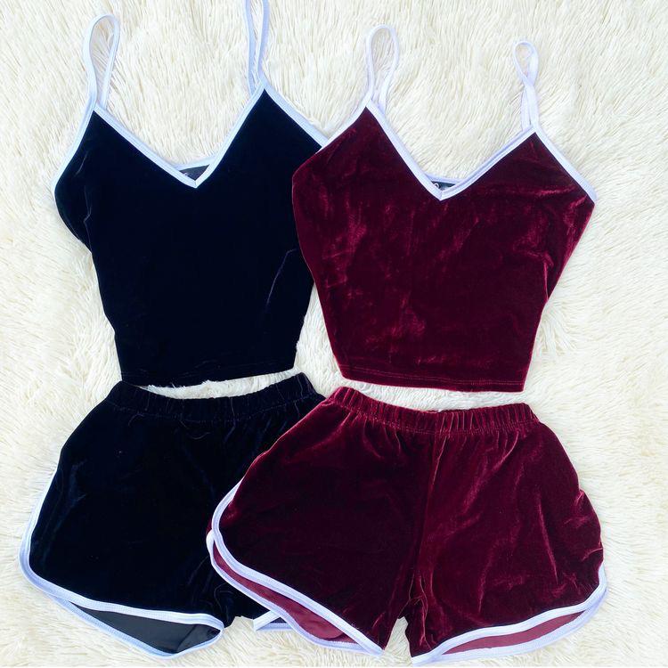 Velvet short set